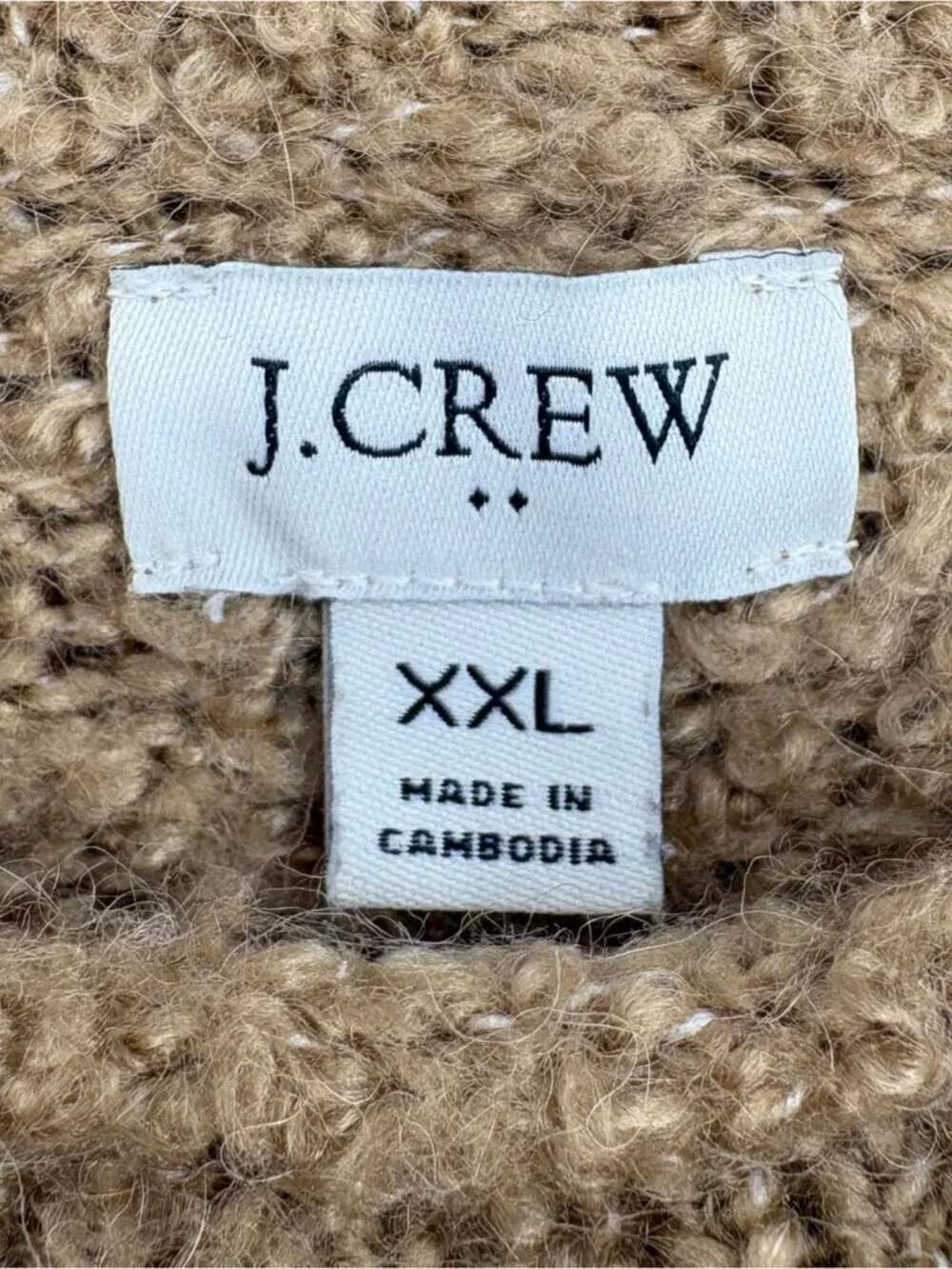 J. Crew Womens Bouclé Striped Rollneck Sweater XXL Camel Neutral Preppy Timeless